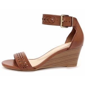 CL by Laundry Tiffanie Brown Cutout Wedge Sandals